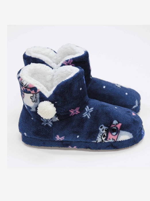 Babouche Berbère Traditionnelle Femme Pompons - Bleu